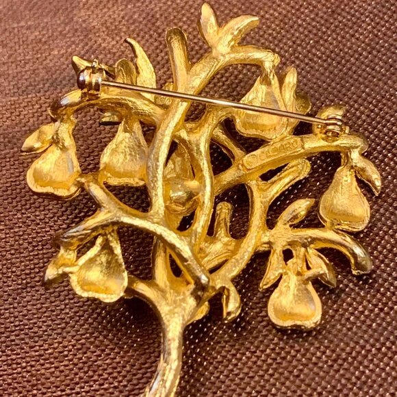 Designer Mid Century Cardoro "Partridge in a Pear Tree" Brooch - Signed - Picture 3 of 3